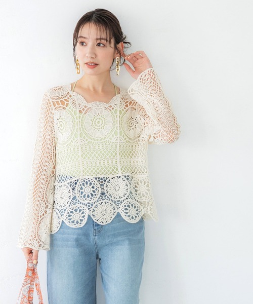 coca（coca）（コカ）の「かぎ編みフレアスリーブトップス（その他トップス・レディース・ブラック/アイボリー/ベージュ・ONE SIZE）」の19枚目の写真