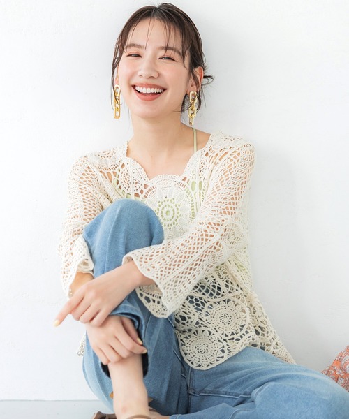 coca（coca）（コカ）の「かぎ編みフレアスリーブトップス（その他トップス・レディース・ブラック/アイボリー/ベージュ・ONE SIZE）」の21枚目の写真