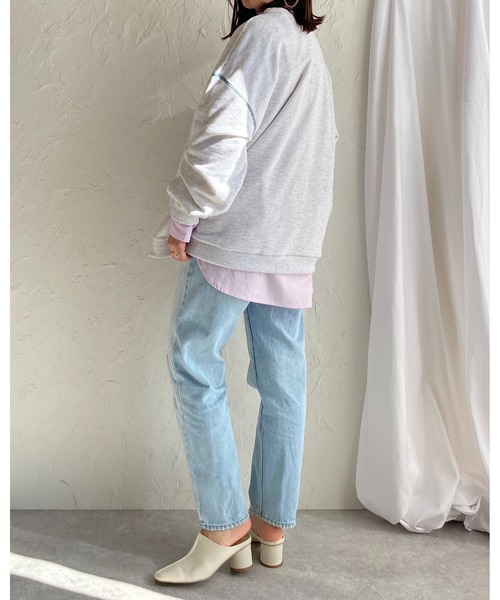 She's Closet(シーズクローゼット)の「裏毛ビッグシルエットカレッジロゴプリント長袖プルオーバースウェット(スウェット・レディース・グリーン/レッド/グレー/ネイビー・FREE)」の9枚目の写真