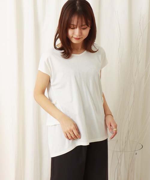 libelle more(リベル モア)の「薄手ポンチ バックフリルプルオーバー(Tシャツ/カットソー・レディース・ブラック/ベージュ/オフホワイト・M/L)」の6枚目の写真