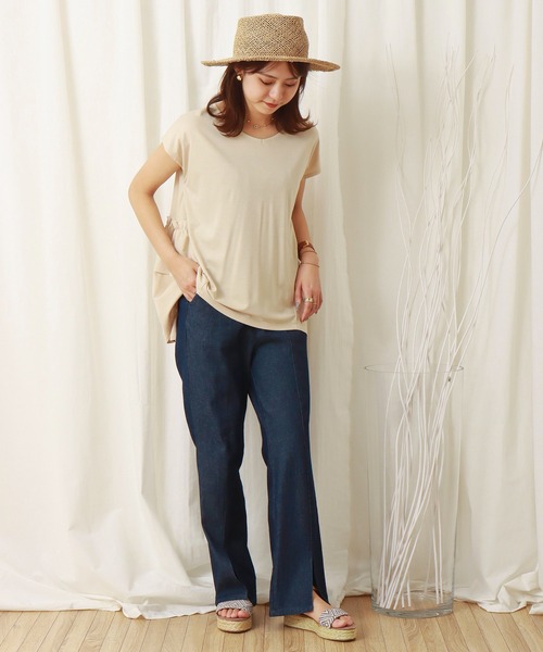 libelle more(リベル モア)の「薄手ポンチ バックフリルプルオーバー(Tシャツ/カットソー・レディース・ブラック/ベージュ/オフホワイト・M/L)」の13枚目の写真
