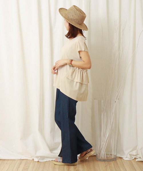libelle more(リベル モア)の「薄手ポンチ バックフリルプルオーバー(Tシャツ/カットソー・レディース・ブラック/ベージュ/オフホワイト・M/L)」の9枚目の写真
