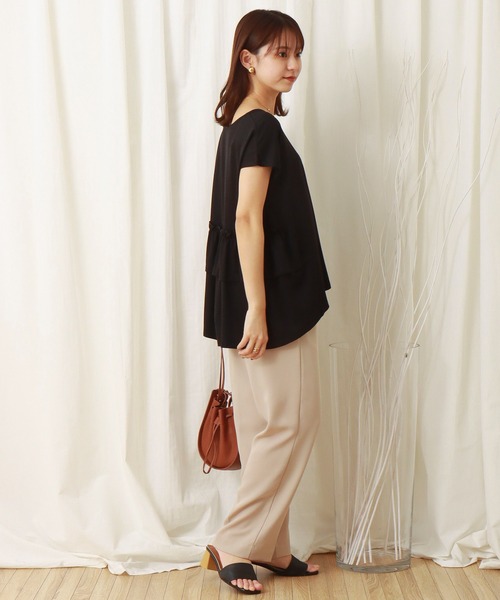 libelle more(リベル モア)の「薄手ポンチ バックフリルプルオーバー(Tシャツ/カットソー・レディース・ブラック/ベージュ/オフホワイト・M/L)」の4枚目の写真