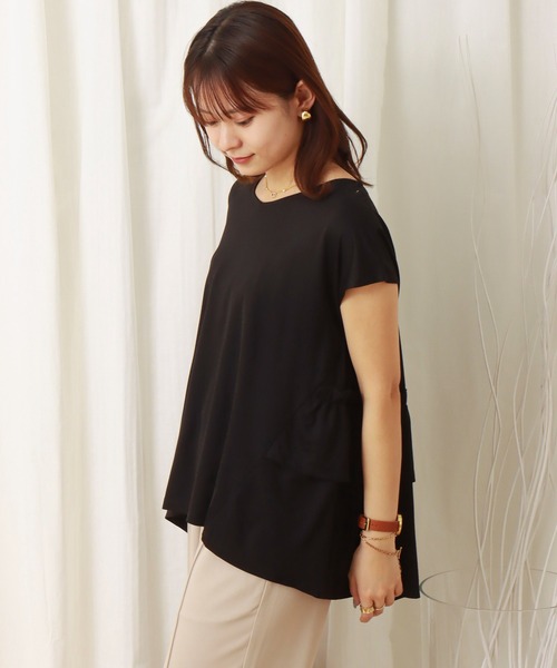 libelle more(リベル モア)の「薄手ポンチ バックフリルプルオーバー(Tシャツ/カットソー・レディース・ブラック/ベージュ/オフホワイト・M/L)」の8枚目の写真