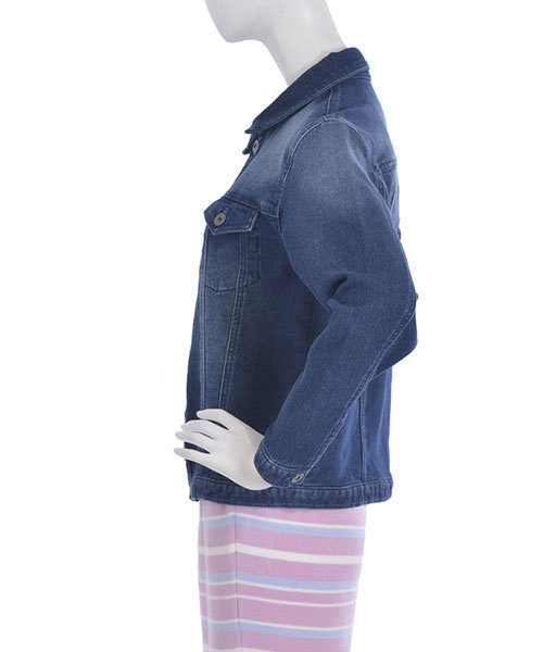 merry jenny(メリージェニー)の「カットデニム刺繍Gジャン(デニムジャケット・レディース・ブルー/インディゴブルー/ホワイト・FREE)」の7枚目の写真