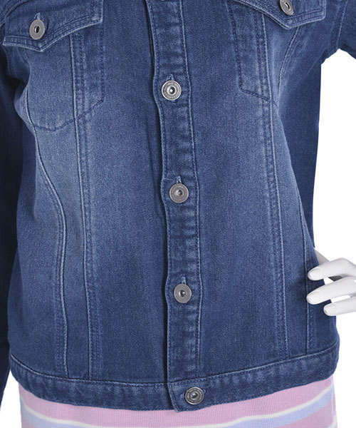 merry jenny(メリージェニー)の「カットデニム刺繍Gジャン(デニムジャケット・レディース・ブルー/インディゴブルー/ホワイト・FREE)」の12枚目の写真