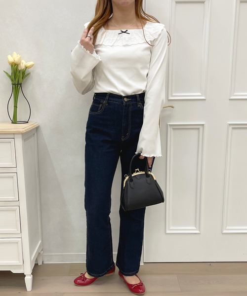 apres jour（アプレジュール）の「フリルレーストップス【ZOZOTOWN限定アイテム】（Tシャツ/カットソー・レディース・ブラック/ピンク系その他/ブラック系その他/オフホワイト・X-LARGE/フリー）」の14枚目の写真