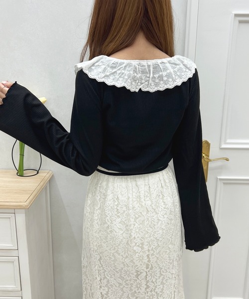 apres jour（アプレジュール）の「フリルレーストップス【ZOZOTOWN限定アイテム】（Tシャツ/カットソー・レディース・ブラック/ピンク系その他/ブラック系その他/オフホワイト・X-LARGE/フリー）」の21枚目の写真