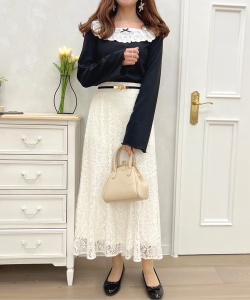 apres jour（アプレジュール）の「フリルレーストップス【ZOZOTOWN限定アイテム】（Tシャツ/カットソー・レディース・ブラック/ピンク系その他/ブラック系その他/オフホワイト・X-LARGE/フリー）」の22枚目の写真