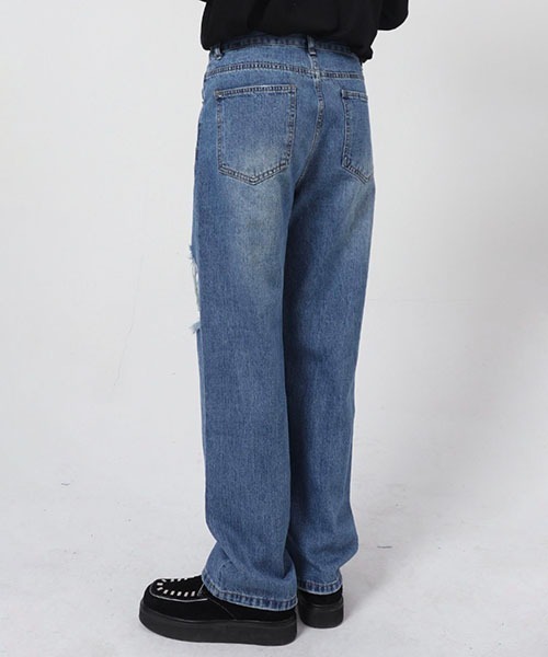 WESTBOY(ウエストボーイ)の「【WB ORIGINALS】Dameged Jeans in Washed Denim WO22S3PT04(デニムパンツ・メンズ・ブルー・XL/L/M)」の3枚目の写真