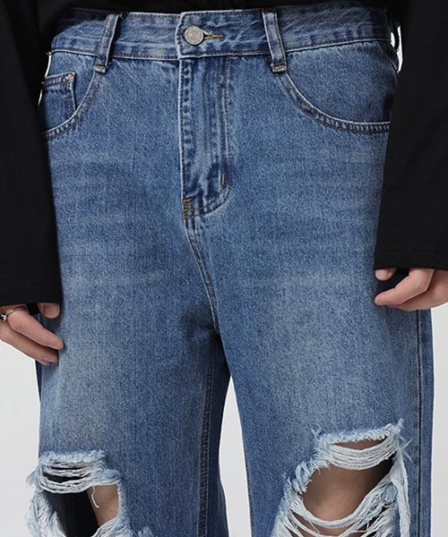 WESTBOY(ウエストボーイ)の「【WB ORIGINALS】Dameged Jeans in Washed Denim WO22S3PT04(デニムパンツ・メンズ・ブルー・XL/L/M)」の5枚目の写真