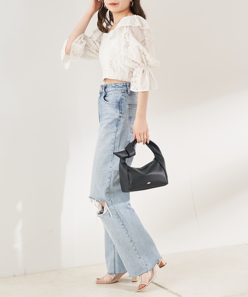 Chico（チコ）の「ねじりハンドルスクエアBAG（ハンドバッグ・レディース・アイボリー/ブラック/ピンク・FREE）」の9枚目の写真