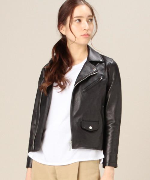 BEAUTY&YOUTH UNITED ARROWS(ビューティーアンドユースユナイテッドアローズ)の「BYBC ラムナッパレザーライダース ◆(ライダースジャケット・レディース・ブラック・SMALL/MEDIUM)」の1枚目の写真