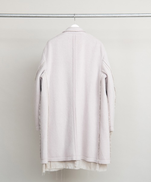 DISCOVERED（ディスカバード）の「DISCOVERED ディスカバード / ALPACA SHAGGY LONG COAT アルパカシャギーロングコート / DC-AW22-CO-02（チェスターコート・メンズ・ブラック/オフホワイト・1/3）」の4枚目の写真