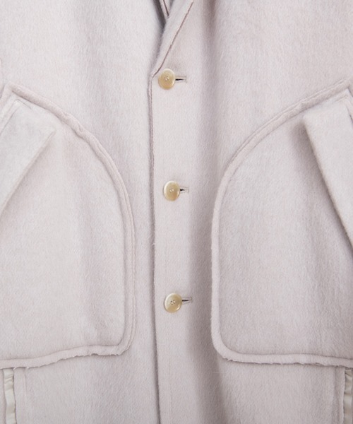 DISCOVERED（ディスカバード）の「DISCOVERED ディスカバード / ALPACA SHAGGY LONG COAT アルパカシャギーロングコート / DC-AW22-CO-02（チェスターコート・メンズ・ブラック/オフホワイト・1/3）」の6枚目の写真