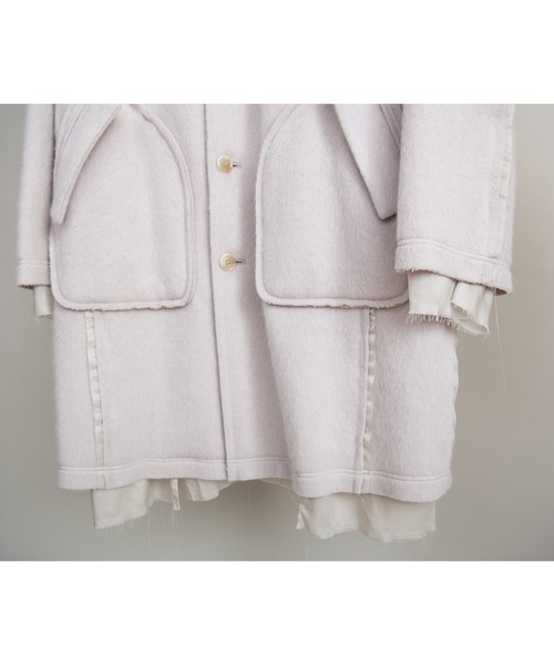 DISCOVERED（ディスカバード）の「DISCOVERED ディスカバード / ALPACA SHAGGY LONG COAT アルパカシャギーロングコート / DC-AW22-CO-02（チェスターコート・メンズ・ブラック/オフホワイト・1/3）」の7枚目の写真