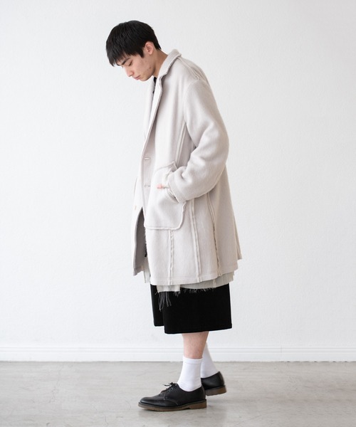 DISCOVERED（ディスカバード）の「DISCOVERED ディスカバード / ALPACA SHAGGY LONG COAT アルパカシャギーロングコート / DC-AW22-CO-02（チェスターコート・メンズ・ブラック/オフホワイト・1/3）」の14枚目の写真