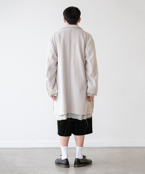 DISCOVERED（ディスカバード）の「DISCOVERED ディスカバード / ALPACA SHAGGY LONG COAT アルパカシャギーロングコート / DC-AW22-CO-02（チェスターコート・メンズ・ブラック/オフホワイト・1/3）」の15枚目の写真