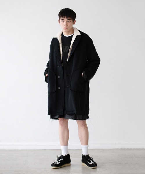DISCOVERED（ディスカバード）の「DISCOVERED ディスカバード / ALPACA SHAGGY LONG COAT アルパカシャギーロングコート / DC-AW22-CO-02（チェスターコート・メンズ・ブラック/オフホワイト・1/3）」の16枚目の写真