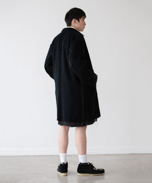 DISCOVERED（ディスカバード）の「DISCOVERED ディスカバード / ALPACA SHAGGY LONG COAT アルパカシャギーロングコート / DC-AW22-CO-02（チェスターコート・メンズ・ブラック/オフホワイト・1/3）」の18枚目の写真