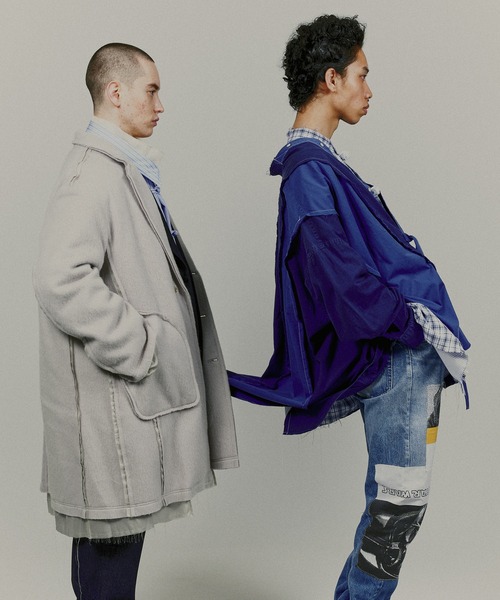 DISCOVERED（ディスカバード）の「DISCOVERED ディスカバード / ALPACA SHAGGY LONG COAT アルパカシャギーロングコート / DC-AW22-CO-02（チェスターコート・メンズ・ブラック/オフホワイト・1/3）」の20枚目の写真