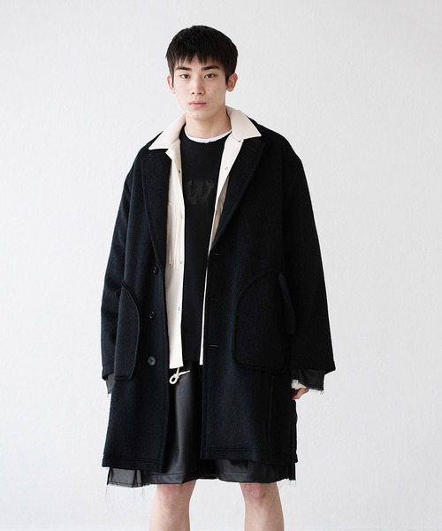 DISCOVERED（ディスカバード）の「DISCOVERED ディスカバード / ALPACA SHAGGY LONG COAT アルパカシャギーロングコート / DC-AW22-CO-02（チェスターコート・メンズ・ブラック/オフホワイト・1/3）」の21枚目の写真