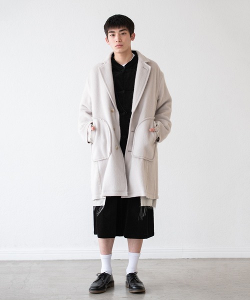 DISCOVERED（ディスカバード）の「DISCOVERED ディスカバード / ALPACA SHAGGY LONG COAT アルパカシャギーロングコート / DC-AW22-CO-02（チェスターコート・メンズ・ブラック/オフホワイト・1/3）」の13枚目の写真