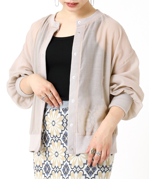 B.C STOCK(ベーセーストック)の「2wayリングドットシアーブルゾン(ブルゾン・レディース・ブラック/ベージュ/イエロー・FREE)」の3枚目の写真