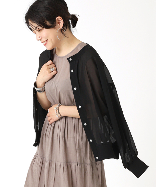 B.C STOCK(ベーセーストック)の「2wayリングドットシアーブルゾン(ブルゾン・レディース・ブラック/ベージュ/イエロー・FREE)」の2枚目の写真