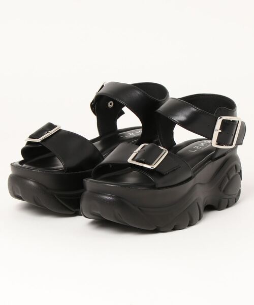 LSMR（レスモア）の「LSMR レスモア レディース 厚底スポーティサンダル 222206（サンダル・レディース・ホワイト/ブラック・LL/S/M/L）」の2枚目の写真