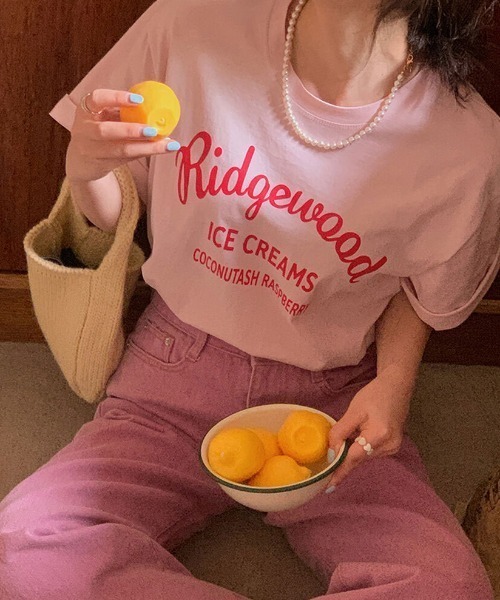 MANGROVE(マングローブ)の「フロントロゴTシャツ(Tシャツ/カットソー・レディース・ホワイト/ピンク・FREE)」の2枚目の写真