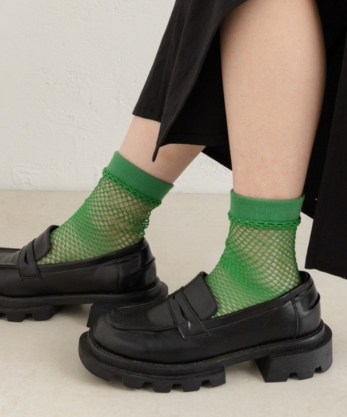 Kastane(カスタネ)の「メッシュソックス(ソックス/靴下・レディース・グリーン/アイボリー・FREE)」の3枚目の写真