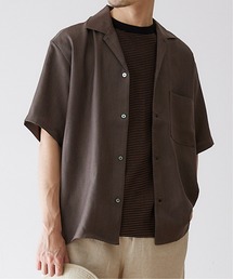 【Teclino / テックリーノ】リネンライク ツイル オープンカラー シャツ