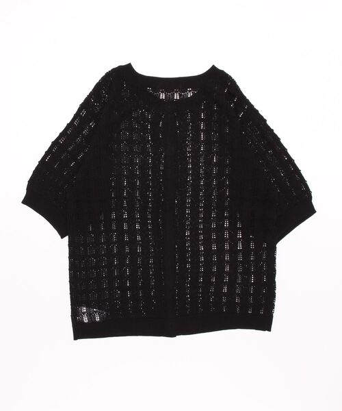 Samansa Mos2（サマンサ モスモス）の「【マシンウォッシャブル】柄編み半袖ニットカーディガン（カーディガン/ボレロ・レディース・ブラック/ブラウン/グリーン/キナリ・ﾌﾘ-）」の12枚目の写真