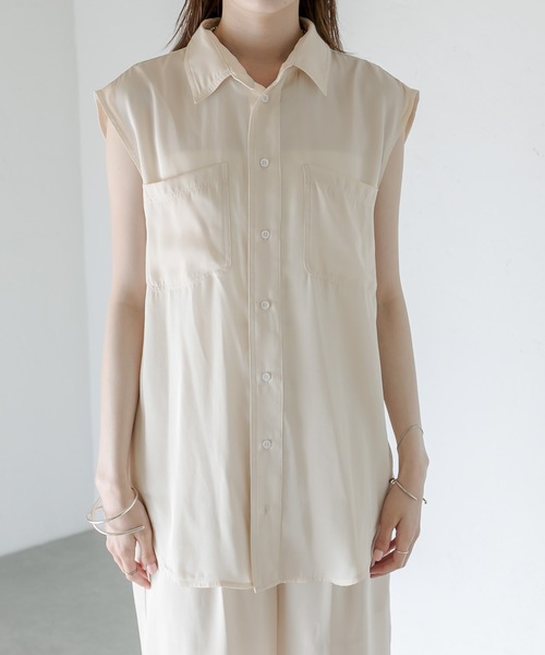 mystic(ミスティック)の「セットUPノースリシャツ(シャツ/ブラウス・レディース・ネイビー/アイボリー・FREE)」の11枚目の写真