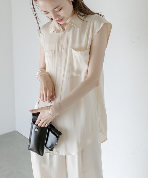 mystic(ミスティック)の「セットUPノースリシャツ(シャツ/ブラウス・レディース・ネイビー/アイボリー・FREE)」の3枚目の写真