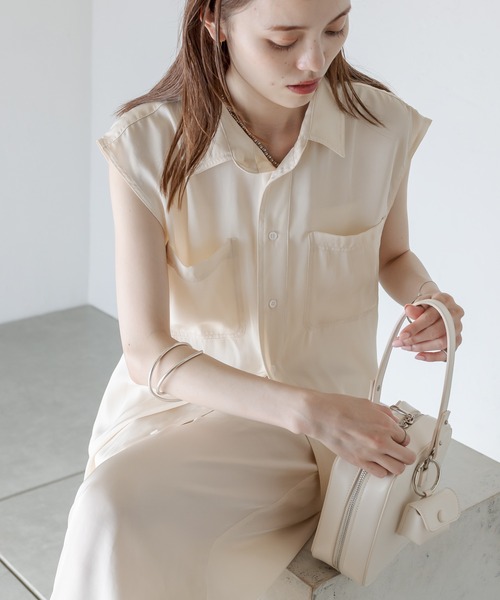 mystic(ミスティック)の「セットUPノースリシャツ(シャツ/ブラウス・レディース・ネイビー/アイボリー・FREE)」の5枚目の写真