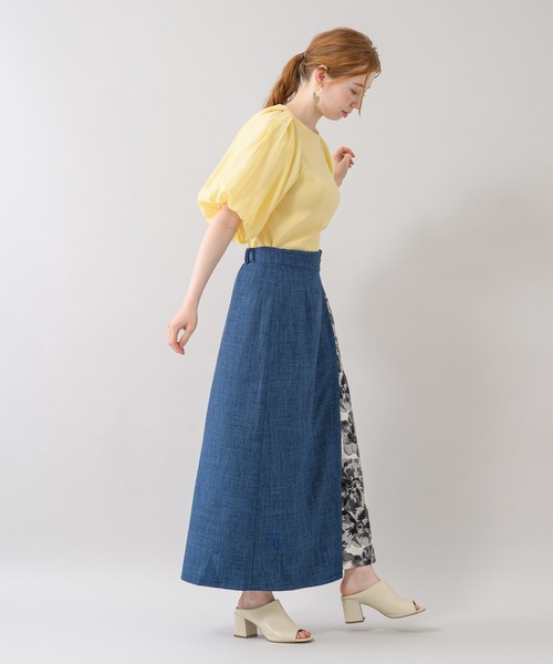 Paradise Picnic（パラダイスピクニック）の「TE VALT サイドBIGフラワープリントデニムスカート（スカート・レディース・ブルー/ネイビー・FREE）」の18枚目の写真