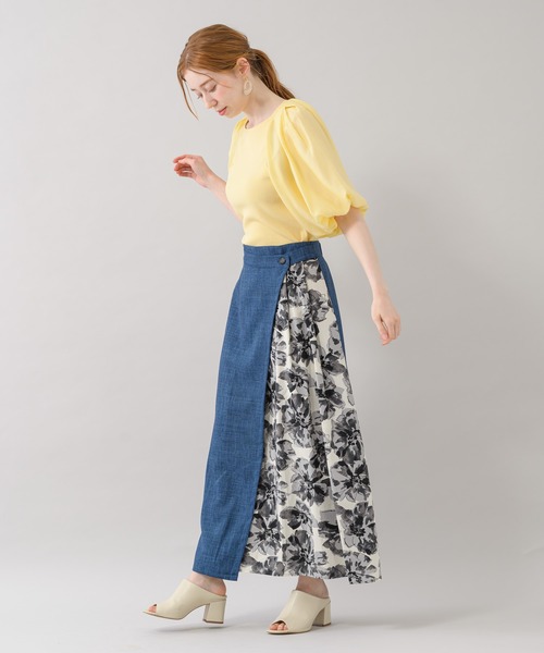 Paradise Picnic（パラダイスピクニック）の「TE VALT サイドBIGフラワープリントデニムスカート（スカート・レディース・ブルー/ネイビー・FREE）」の19枚目の写真