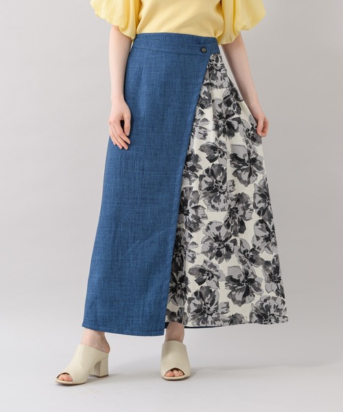 Paradise Picnic（パラダイスピクニック）の「TE VALT サイドBIGフラワープリントデニムスカート（スカート・レディース・ブルー/ネイビー・FREE）」の21枚目の写真