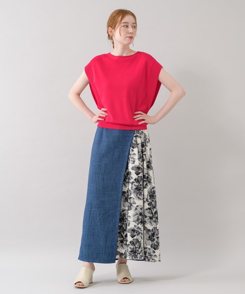 Paradise Picnic（パラダイスピクニック）の「TE VALT サイドBIGフラワープリントデニムスカート（スカート・レディース・ブルー/ネイビー・FREE）」の13枚目の写真