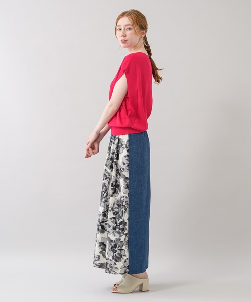 Paradise Picnic（パラダイスピクニック）の「TE VALT サイドBIGフラワープリントデニムスカート（スカート・レディース・ブルー/ネイビー・FREE）」の14枚目の写真