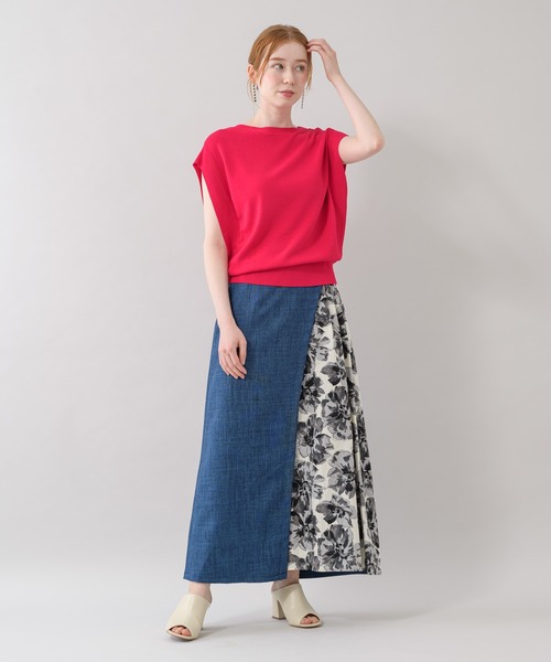 Paradise Picnic（パラダイスピクニック）の「TE VALT サイドBIGフラワープリントデニムスカート（スカート・レディース・ブルー/ネイビー・FREE）」の15枚目の写真