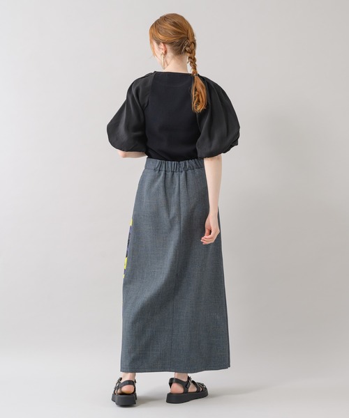 Paradise Picnic（パラダイスピクニック）の「TE VALT サイドBIGフラワープリントデニムスカート（スカート・レディース・ブルー/ネイビー・FREE）」の5枚目の写真