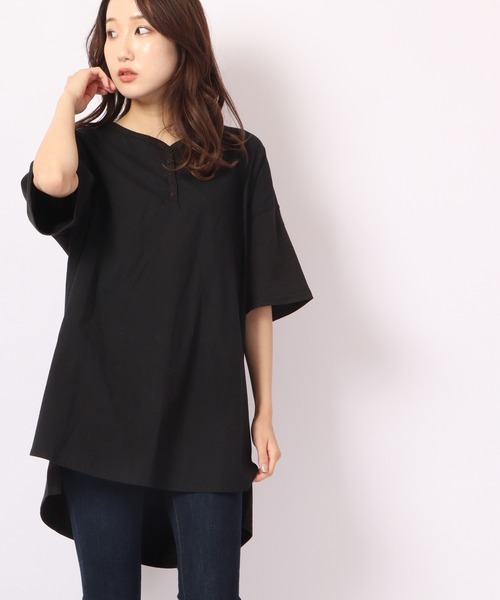 nappalm(ナップパーム)の「BNS original 布帛×天竺切替ヘンリーネックTシャツ(Tシャツ/カットソー・レディース・ホワイト/ネイビー/キナリ/グレー/ブラウン/ブラック・FREE)」の22枚目の写真
