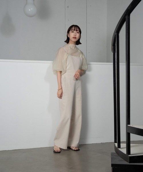 lawgy（ラウジー）の「adjustable simple salopette（サロペット/オーバーオール・レディース・ブラック/アイボリー・FREE）」の12枚目の写真