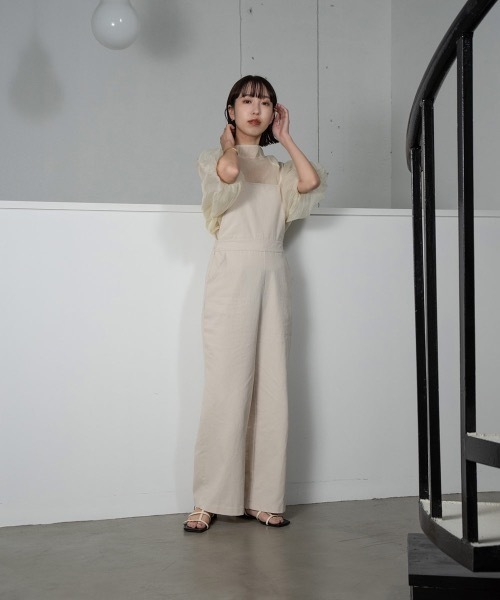 lawgy（ラウジー）の「adjustable simple salopette（サロペット/オーバーオール・レディース・ブラック/アイボリー・FREE）」の13枚目の写真