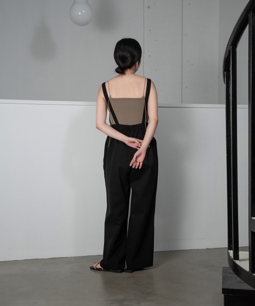lawgy（ラウジー）の「adjustable simple salopette（サロペット/オーバーオール・レディース・ブラック/アイボリー・FREE）」の10枚目の写真