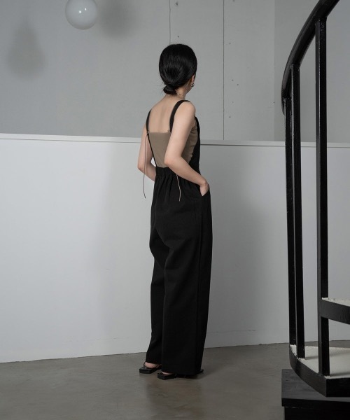 lawgy（ラウジー）の「adjustable simple salopette（サロペット/オーバーオール・レディース・ブラック/アイボリー・FREE）」の8枚目の写真