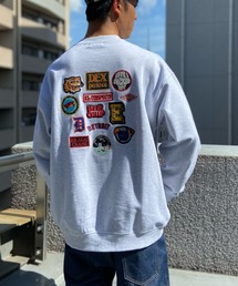 【ZOZOTOWN限定】ムラサキスポーツ別注 オーバーサイズ バック刺繍スウェット/ランダムワッペン アメカジ風 クルーネックトレーナー 224AN1TR083MU